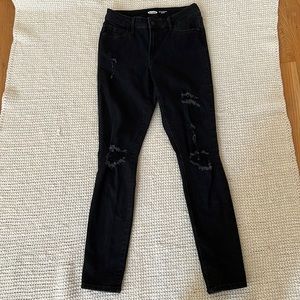 Old Navy Black Distressed Pop Icon jeans. Mid Rise, Size 2.
